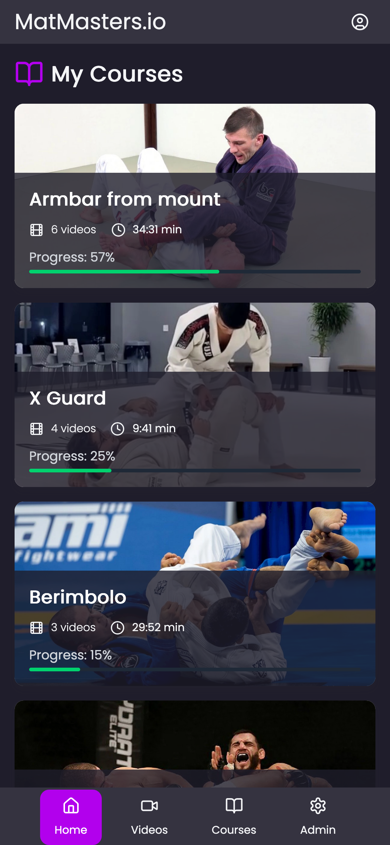 MatMasters mobile view